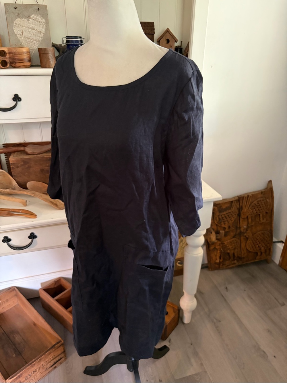 Uchuu Classic Women's Navy Linen Tunic Dress